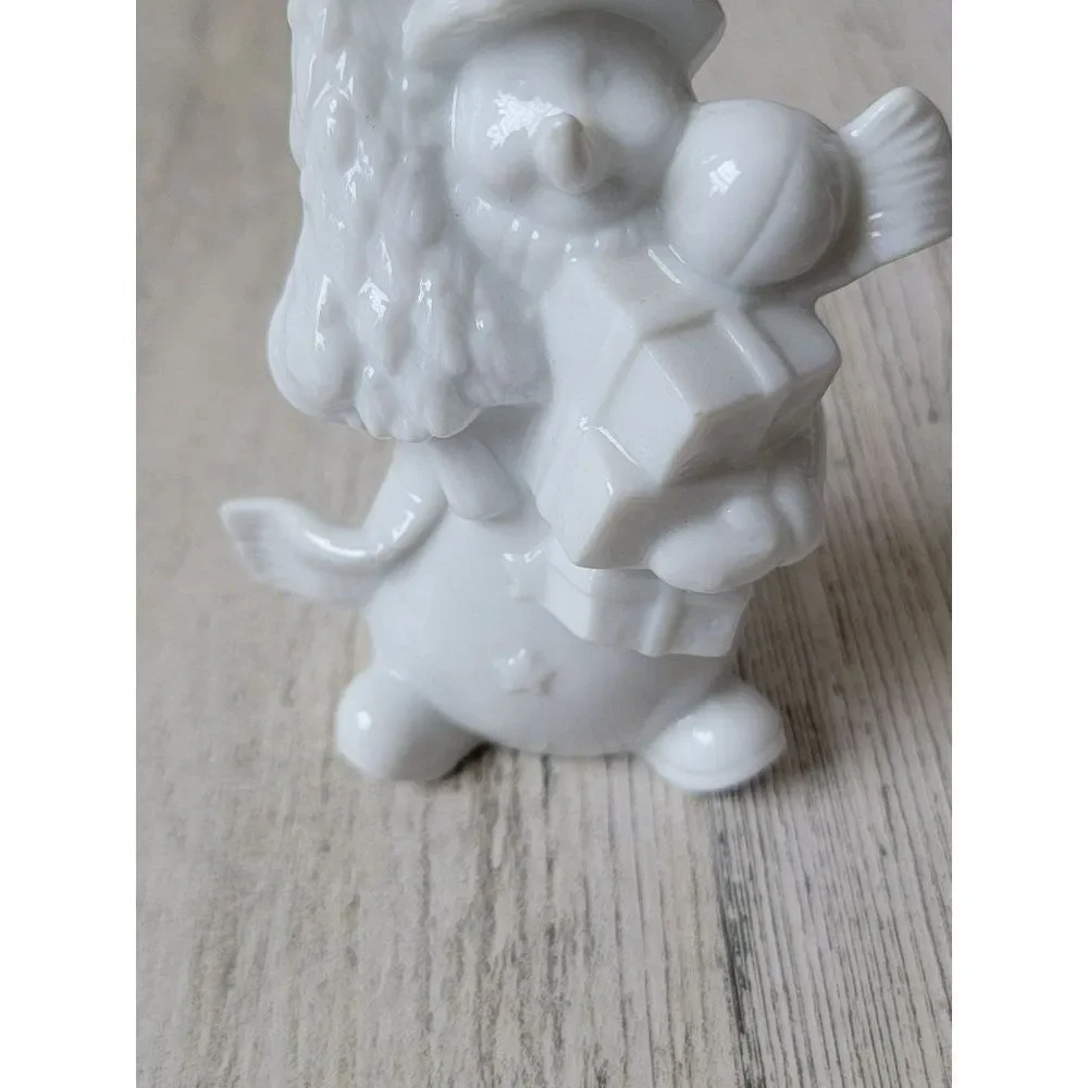 White ceramic pine tree snowman gift xmas figure‎